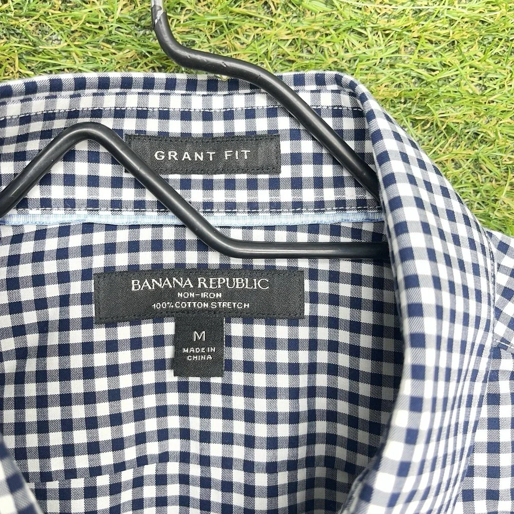 Banana Republic Dress Shirt Mens Medium Grant-Fit Luxe Flannel Gingham NWOT